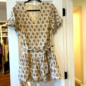 Pink Chicken Tennis Print Ruffle Minidress Size Small